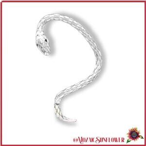 LEFT EAR Pierced Silver 2 Piece Snake Earring Wrap Black Crystal Eye 3" Long